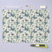 美しいブルーの蝶々のブライダルシャワー 薄葉紙 (クラフト)