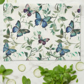 美しいブルーの蝶のブライダルシャワー キッチンタオル (折り畳み)