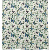 美しいブルーの蝶のブライダルシャワー シャワーカーテン (正面)