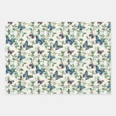 美しいブルーの蝶のブライダルシャワー ラッピングペーパーシート (正面3)