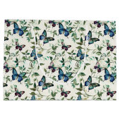 美しいブルーの蝶のブライダルシャワー ラージペーパーバッグ (裏面)