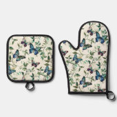 美しいブルーの蝶のブライダルシャワー 鍋つかみ&鍋敷きセット (正面)