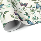 美しいブルーの蝶の花嫁の歓迎会 ラッピングペーパー (ロールコーナー)