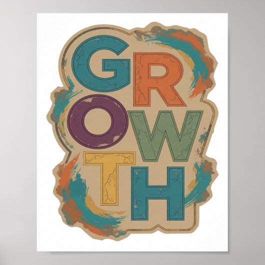 美しいブルーのGROWTH オリジナルデザイン ポスター (正面)