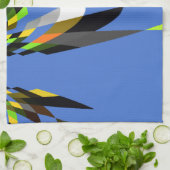 美しいブルーアフリカトライバルモチーフ柄アートプリント キッチンタオル (折り畳み)