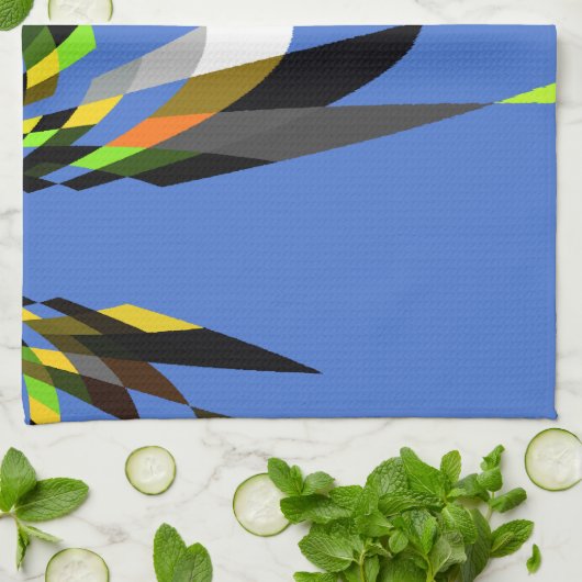 美しいブルーアフリカトライバルモチーフ柄アートプリント キッチンタオル (折り畳み)