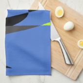 美しいブルーアフリカトライバルモチーフ柄アートプリント キッチンタオル (四つ折り)