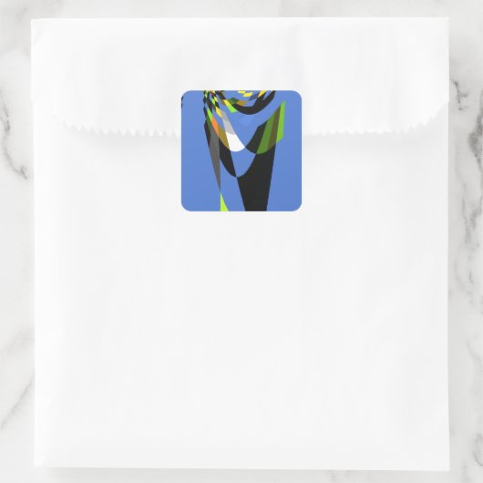 美しいブルーアフリカトライバルモチーフ柄アートプリント スクエアシール (バッグ)