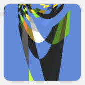 美しいブルーアフリカトライバルモチーフ柄アートプリント スクエアシール (正面)