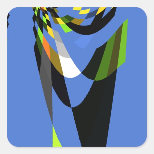 美しいブルーアフリカトライバルモチーフ柄アートプリント スクエアシール (正面)