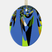 美しいブルーアフリカトライバルモチーフ柄アートプリント セラミックオーナメント (右)