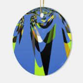 美しいブルーアフリカトライバルモチーフ柄アートプリント セラミックオーナメント (左)