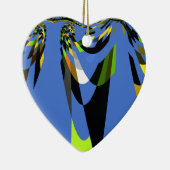 美しいブルーアフリカトライバルモチーフ柄アートプリント セラミックオーナメント (右)