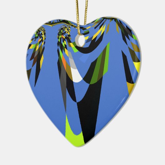 美しいブルーアフリカトライバルモチーフ柄アートプリント セラミックオーナメント (左)
