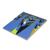 美しいブルーアフリカトライバルモチーフ柄アートプリント タイル (側面)