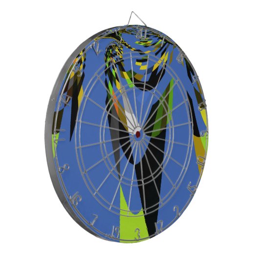 美しいブルーアフリカトライバルモチーフ柄アートプリント ダーツボード (正面左)