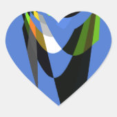 美しいブルーアフリカトライバルモチーフ柄アートプリント ハートシール (正面)