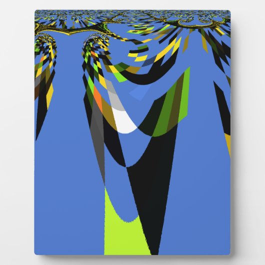 美しいブルーアフリカトライバルモチーフ柄アートプリント フォトプラーク (正面)