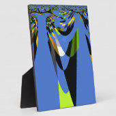 美しいブルーアフリカトライバルモチーフ柄アートプリント フォトプラーク (側面)