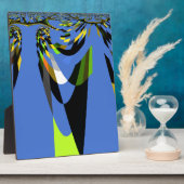 美しいブルーアフリカトライバルモチーフ柄アートプリント フォトプラーク (側面)