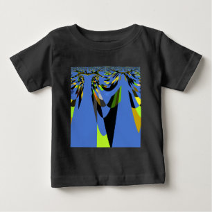 美しいブルーアフリカトライバルモチーフ柄アートプリント ベビーTシャツ