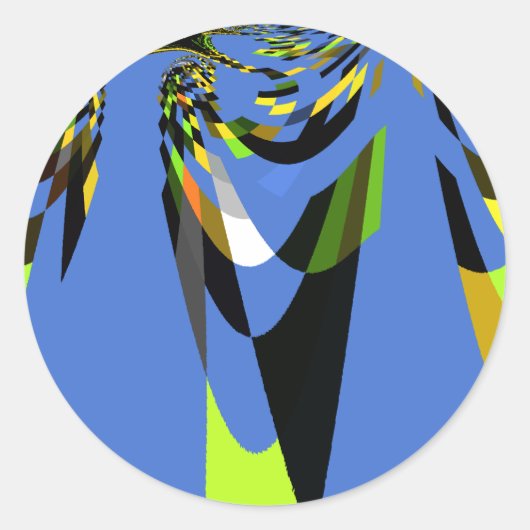 美しいブルーアフリカトライバルモチーフ柄アートプリント ラウンドシール (正面)