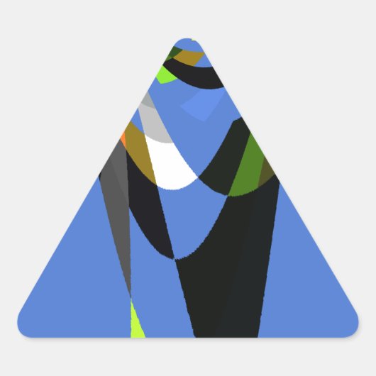 美しいブルーアフリカトライバルモチーフ柄アートプリント 三角形シール (正面)