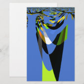 美しいブルーアフリカトライバルモチーフ柄アートプリント 便箋 (正面/裏面)