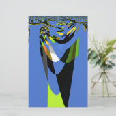 美しいブルーアフリカトライバルモチーフ柄アートプリント 便箋 (スタンド正面)