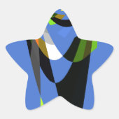 美しいブルーアフリカトライバルモチーフ柄アートプリント 星シール (正面)