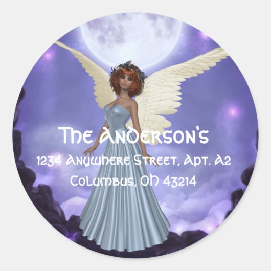 美しいブルーエンジェル住所 シール/シール ラウンドシール (正面)