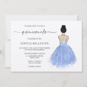 美しいブルーガウンドレススクリプトキンセアニェラパーティー 招待状 (裏面)