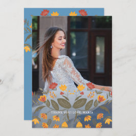 美しいブルーキンセアニェラフェスタありがとう写真 招待状