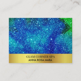 *～*美しいブルーグリーングリッターラグジュアリー金箔QR 名刺