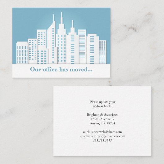 美しいブルーシティスカイライン住所の変更 名刺 (正面/裏面)