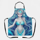 美しいブルーシーシェルマーメイドグラフィック エプロン (正面)