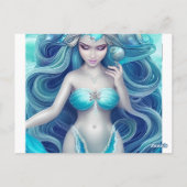 美しいブルーシーシェルマーメイドグラフィック ポストカード (裏面)