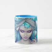 美しいブルーシーシェルマーメイドグラフィック マグカップ (中央)