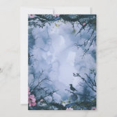 美しいブルースカイピンクの花ハローウィンパーティ 招待状 (裏面)