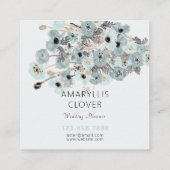 美しいブルータウペクリームブラックポピーフローラ スクエア名刺 (裏面)