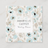 美しいブルータウペクリームブラックポピーフローラ スクエア名刺 (正面)