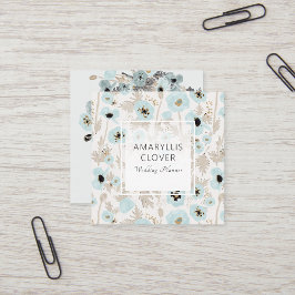 美しいブルータウペクリームブラックポピーフローラ スクエア名刺