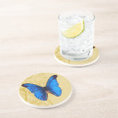 美しいブルーバタフライヴィンテージアート コースター (側面)