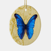 美しいブルーバタフライヴィンテージアート セラミックオーナメント (右)