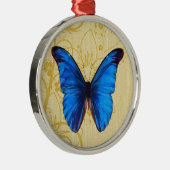 美しいブルーバタフライヴィンテージアート メタルオーナメント (右)