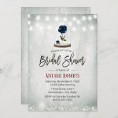 美しいブルーバラドームウィンターフローラブライダルシャワー 招待状 (正面/裏面)