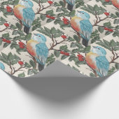 美しいブルーバードさくらんぼ葉ティール(緑がかった色)ギフトラップ ラッピングペーパー (角)