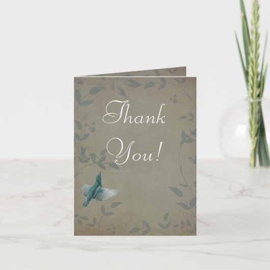 美しいブルーバードの結婚式お礼カード サンキューカード (正面)