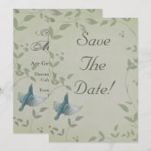 美しいブルーバードの結婚式　保存日付のお知らせ 招待状 (正面/裏面)