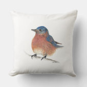 美しいブルーバードウォーターカラーアートデコール クッション (正面)